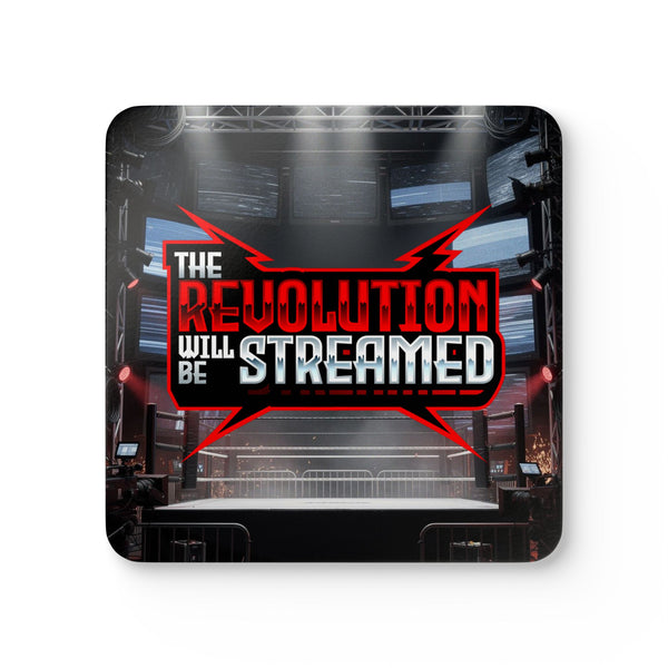 The Revolution Will Be Streamed™ Corkwood Coaster Set