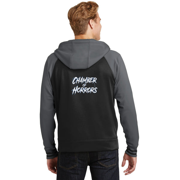 Chamber of Horrors™ varsity fleece full-zip — back print