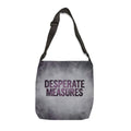 Desperate Measures™ Adjustable Tote Bag — 16-inch, silver-grey and charcoal AOP, front