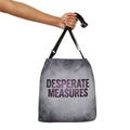 Desperate Measures™ Adjustable Tote Bag — 16-inch, silver-grey and charcoal AOP, context 2