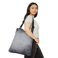 Desperate Measures™ Adjustable Tote Bag — 18-inch, silver-grey and charcoal AOP, person 1