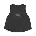 Event Horizon™ Crop Top — Dark Grey Heather, raised chest logo, front
