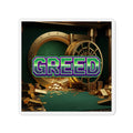 Greed™ Die-Cut Magnet — gold vault background, front