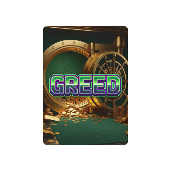 Greed™ Poker Playing Cards — gold vault background, front