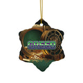 Greed™ Ceramic Ornament — gold vault background, front