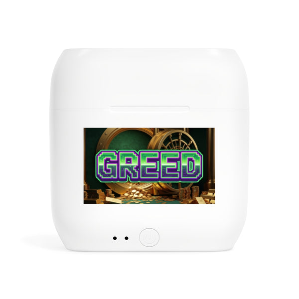 Greed™ Essos Wireless Earbuds — gold vault background, front