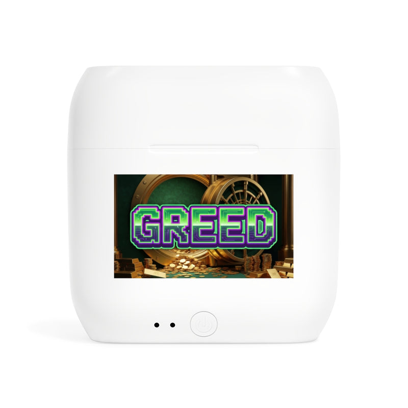 Greed™ Essos Wireless Earbuds — gold vault background, front