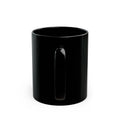 Greed™ Black Mug — gold vault background, back
