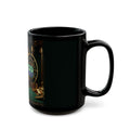Greed™ Black Mug — gold vault background, right