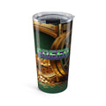 Greed™ Tumbler 20oz — gold vault background, front