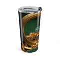 Greed™ Tumbler 20oz — gold vault background, left