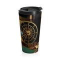 Greed™ Stainless Steel Travel Mug — gold vault background, right
