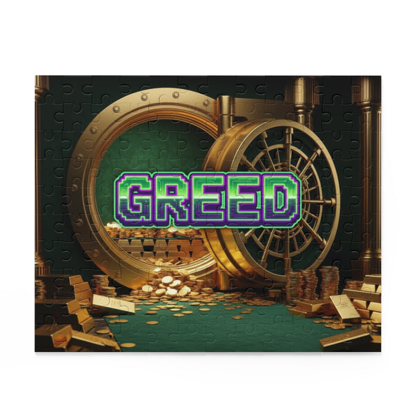 Greed™ Puzzle (120, 252, 500-Piece) — gold vault background, front