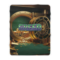 Greed™ Sherpa Fleece Blanket — gold vault background, front
