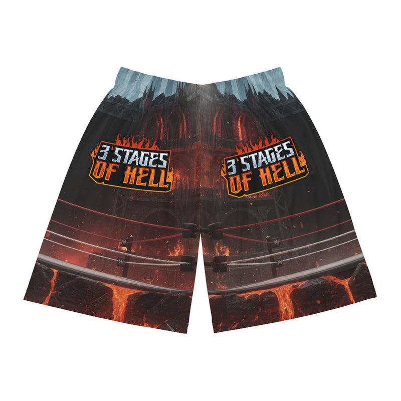Three Stages of Hell™ Basketball Shorts (AOP)