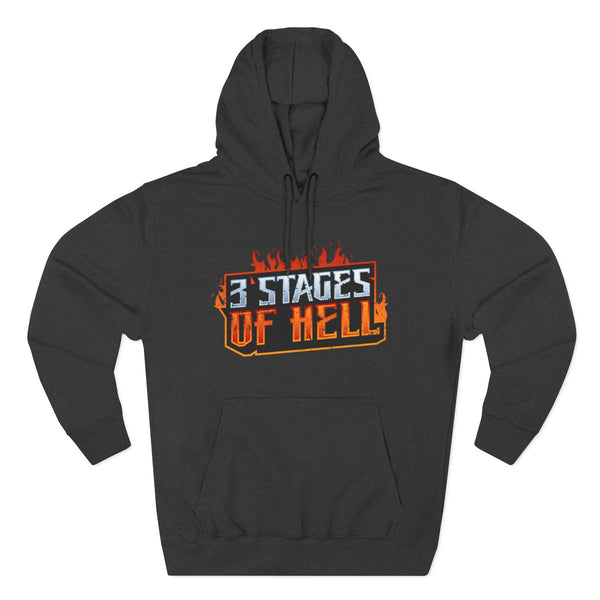 Three Stages of Hell™ Three-Panel Fleece Hoodie (Charcoal Heather)