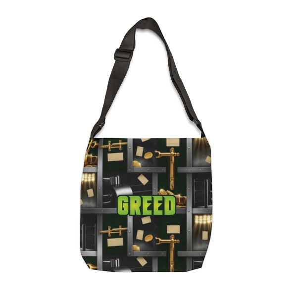 Greed & Sin™ Tote Bag — all-over-print background, front