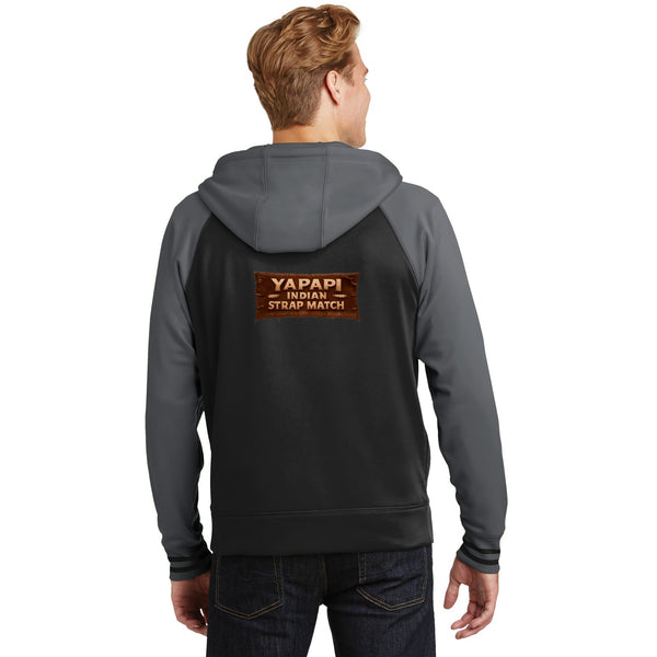 Yapapi Indian Strap Match™ varsity fleece full-zip — back print